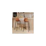 Lot de 2 chaises de bar 75 cm en cuir synthtique camel - henrik