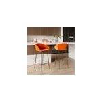 Lot de 2 chaises de bar 75 cm en velours orange - marquise