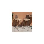 Lot de 2 chaises de bar 76 cm en rsine tresse beige - tiptur