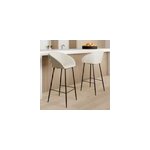 Lot de 2 chaises de bar effet laine bouclette blanche 75 cm - marquise
