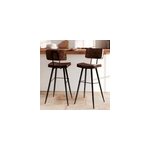 Lot de 2 chaises de bar marron en cuir synth�tique 75. 5 cm - texas