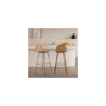 Lot de 2 chaises de bar mi - hauteur 63 cm en rsine tresse marron - jigani
