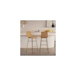 Lot de 2 chaises de bar mi - hauteur 63 cm en rsine tresse marron - mandya