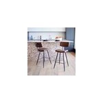 Lot de 2 chaises de bar mi - hauteur 66 cm en cuir synthtique marron - texas