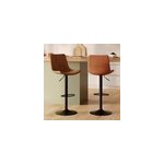 Lot de 2 chaises de bar r�glables 62, 5 83 cm camel - killi