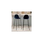 Lot de 2 chaises de bar en velours bleu fonc� 75 cm - henrik