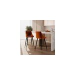 Lot de 2 chaises de bar en velours orange 77. 5 cm - aristote