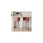 Lot de 2 chaises de bar en velours rose 75 cm - rosy