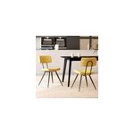 Lot de 2 chaises en cuir synthtique jaune - texas