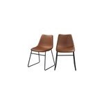 Lot de 2 chaises en cuir synth�tique marron - gaspard