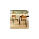 Lot de 2 chaises �colier empilables en bois fonc� - clem
