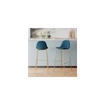 Lot de 2 chaises pour lot central 65 cm en cuir synthtique bleu - henrik