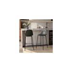 Lot de 2 chaises pour �lot central 65 cm en cuir synth�tique gris - henrik