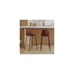 Lot de 2 chaises pour �lot central 65 cm en cuir synth�tique marron - henrik