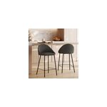 Lot de 2 chaises pour �lot central 65 cm en tissu bouclette gris - misty