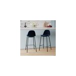 Lot de 2 chaises pour �lot central 65 cm en velours bleu fonc� - henrik