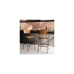 Lot de 2 chaises pour �lot central 66 cm en bois fonc� - clem