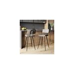 Lot de 2 chaises pour �lot central 66 cm en cuir synth�tique gris - texas