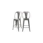 Lot de 2 chaises pour �lot central 67 cm en m�tal chrome - indus