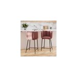 Lot de 2 chaises pour �lot central 67 cm en velours vieux rose - rosy