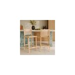 Lot de 2 chaises pour �lot central en teck et cannage rotin 66, 5 cm - kyla