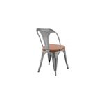 Lot de 2 chaises en m�tal chrome et cuir synth�tique marron - charly