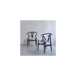 Lot de 2 chaises noires assise tisse en
