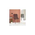Lot 2 chaises rotin noires pieds m�tal