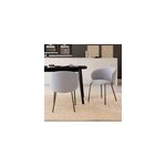 Lot de 2 chaises en tissu gris clair et pieds en mtal noir - victoria