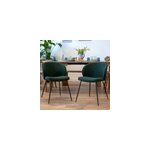 Lot de 2 chaises vertes en tissu bouclette et pied en mtal - groom