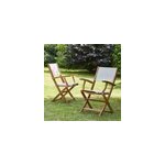 2 fauteuils jardin acacia et textilène 2 fauteuils jardin acacia et textilène