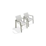 Lot de 2 fauteuils de jardin empilables en alu et toilee