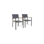 Lots de 2 fauteuils de jardin orsino alu et acacia - anthracite