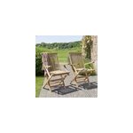 Lot de 2 fauteuils de jardin en teck bru Lot de 2 fauteuils de jardin en teck bru
