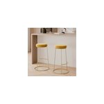 Lot de 2 tabourets de bar 73 cm en velours jaune curry - kendal