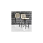 Lot de 2 tabourets de bar rotin et mtal