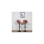 Lot de 2 tabourets de bar en velours rose robin