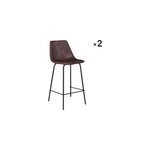Lot de 2 tabourets bar vintage lucien marron - hauteur d'assise 65 cm