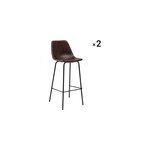 Lot de 2 tabourets bar vintage lucien marron - hauteur d'assise 75 cm
