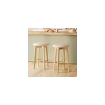 Lot de 2 tabourets pour lot central 66 cm en tissu beige - vahina