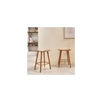 Lot de 2 tabourets en teck massif 65 cm