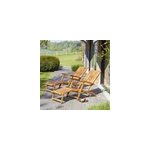 Lot de 2 transats en bois d'acacia Lot de 2 transats en bois d'acacia