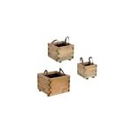 Lot de 3 bacs  fleurs carrs en bois