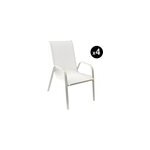 Lot de 4 chaises marbella en textil�ne blanc - aluminium blanc