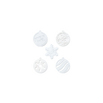 Lot de 5 boules de no�l - blanc m�tallis�