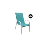 Lot de 6 chaises marbella en textil�ne bleu - aluminium blanc