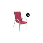 Lot de 6 chaises marbella en textil�ne rose - aluminium blanc