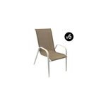 Lot de 6 chaises marbella en textil�ne taupe - aluminium blanc
