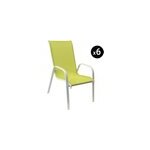 Lot de 6 chaises marbella en textil�ne vert - aluminium blanc
