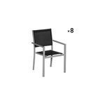 Lot de 8 chaises en aluminium gris - textil�ne noir